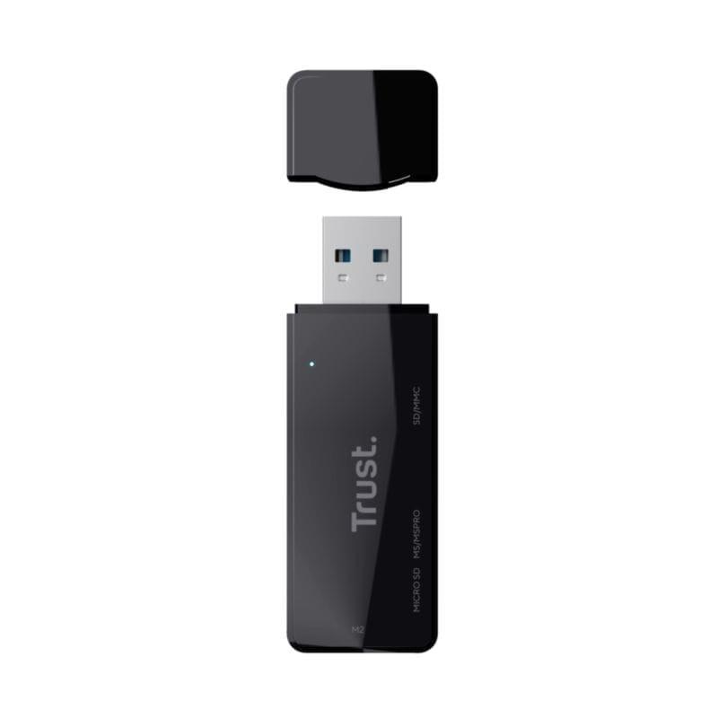Lector de tarjeta Trust NANGA USB 3.2 Gen 1 Type-A Negro con tapa