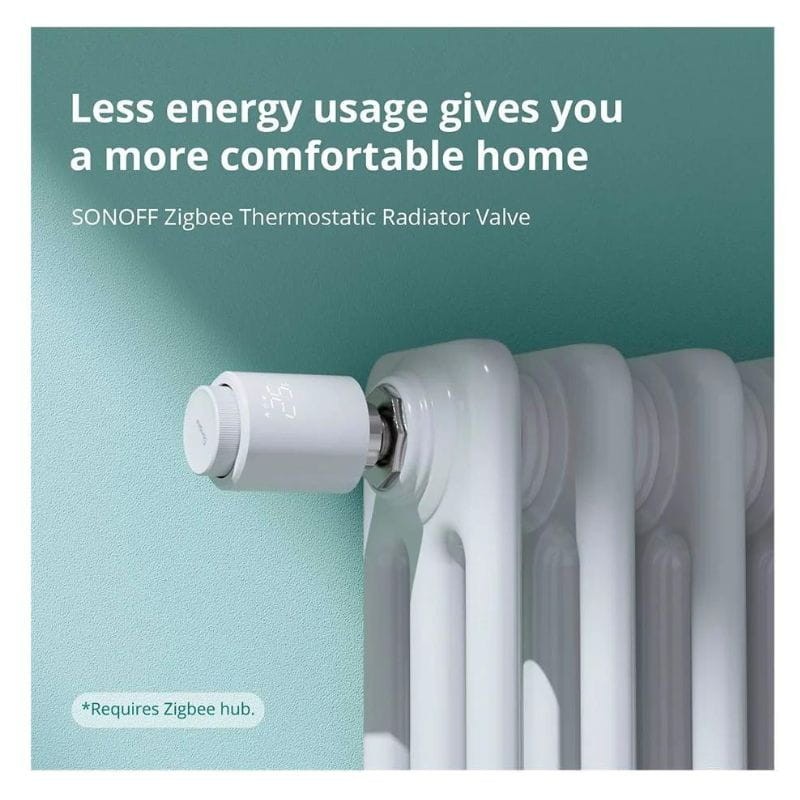 SONOFF TRVZB - Válvula Termostática para Radiador Zigbee colocado en el radiador
