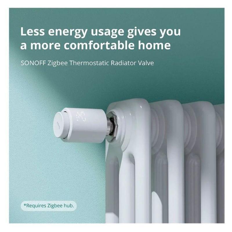SONOFF TRVZB - Válvula Termostática para Radiador Zigbee colocado en el radiador