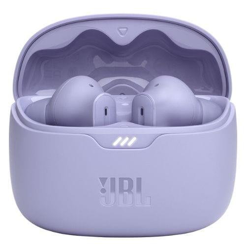 JBL Tune Beam Violeta - Auriculares Bluetooth en la caja de carga