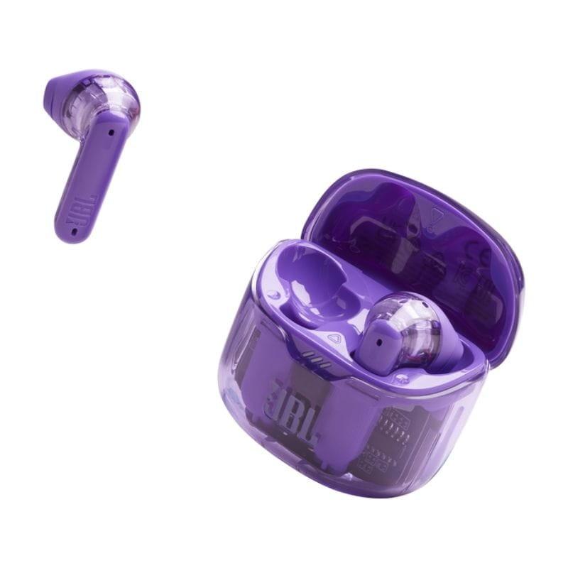JBL Tune Flex Ghost Edition Púrpura - Auriculares Bluetooth fuera de la caja de carga