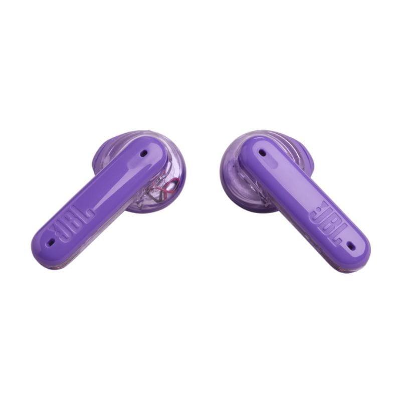 JBL Tune Flex Ghost Edition Púrpura - Auriculares Bluetooth vistos desde arriba