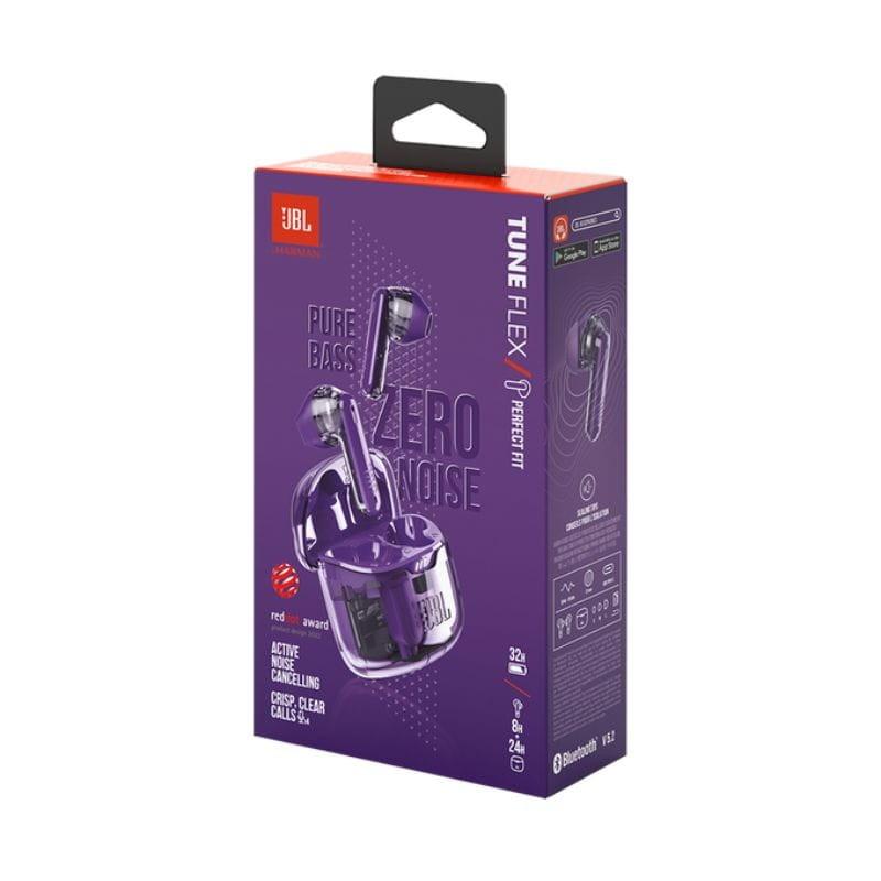 JBL Tune Flex Ghost Edition Púrpura - Auriculares Bluetooth imagen de la caja 