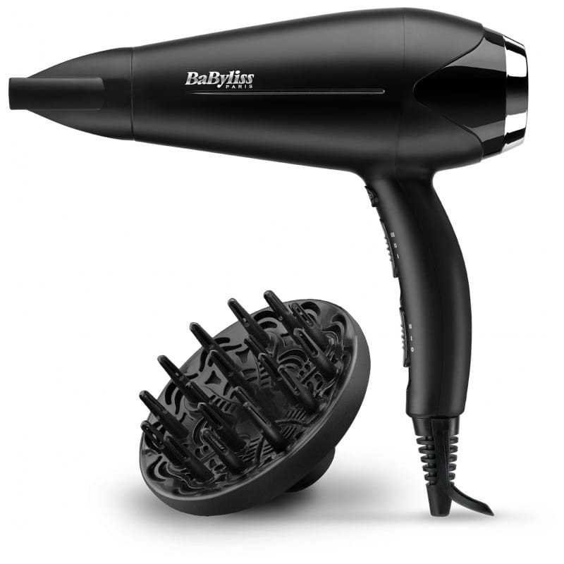 BaByliss Turbo Smooth 2200 D572DE Iónico Antiencrespamiento Negro - Secador de pelo imagen con difusor