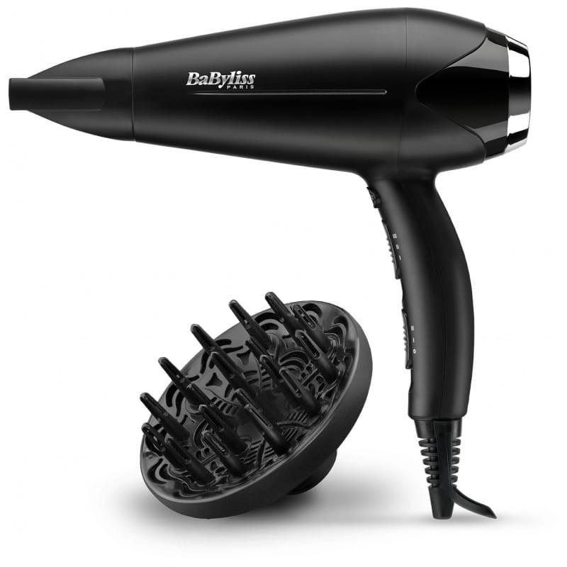 BaByliss Turbo Smooth 2200 D572DE Iónico Antiencrespamiento Negro - Secador de pelo imagen con difusor