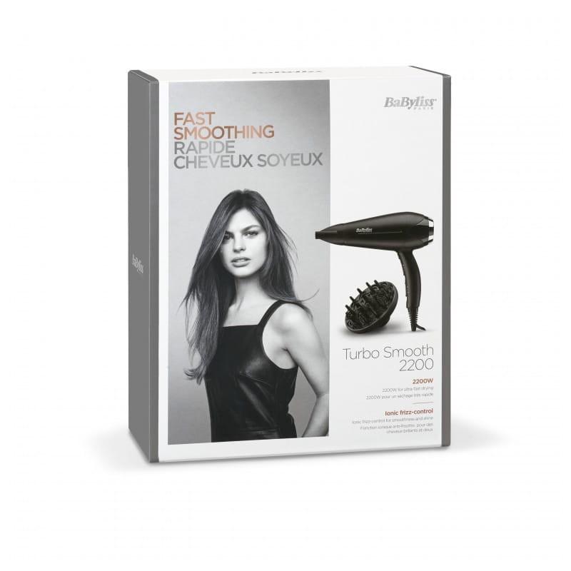 BaByliss Turbo Smooth 2200 D572DE Iónico Antiencrespamiento Negro - Secador de pelo caja