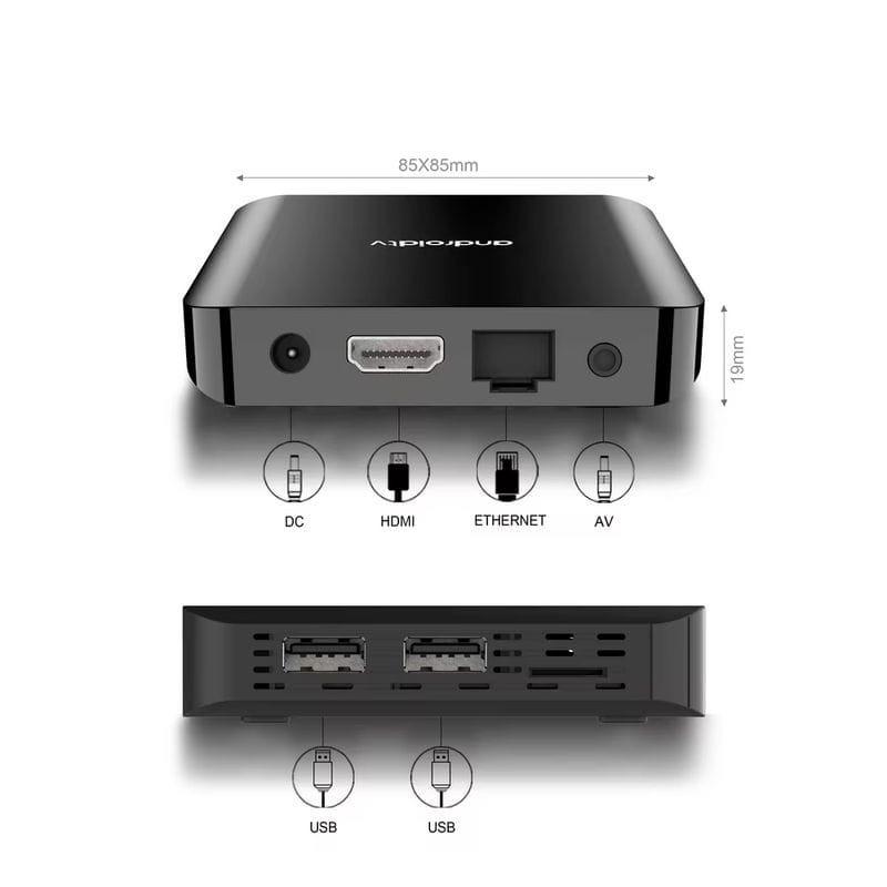 Ports de TV98 ATV PLUS 8K H313 2 Go/16 Go Double Wifi Android 14 Noir - Android TV