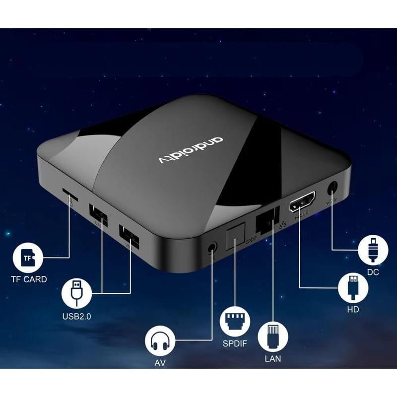 Puertos de TV98 ATV W2 8K S905W2 4GB/32GB Wifi Dual Android 14 Negro - Android TV