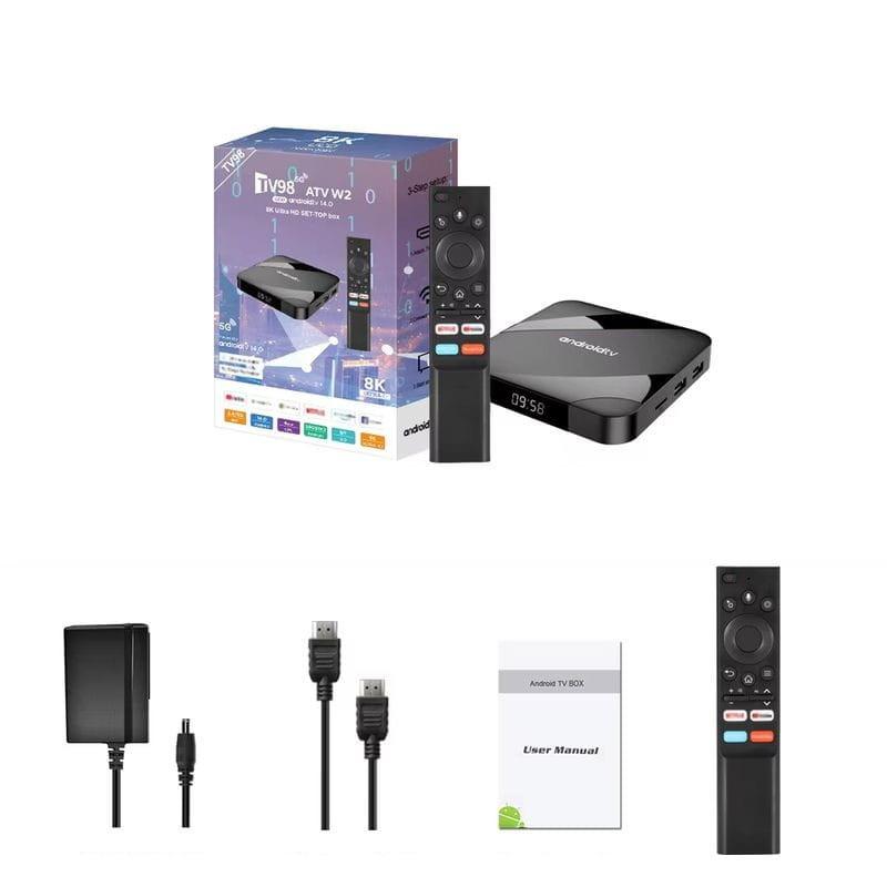 Contenido de TV98 ATV W2 8K S905W2 4GB/32GB Wifi Dual Android 14 Negro - Android TV