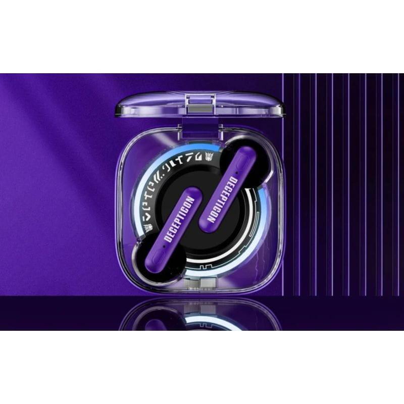 Vista cenital del estuche de carga de los Auriculares TWS Transformers TF-T03 Púrpura