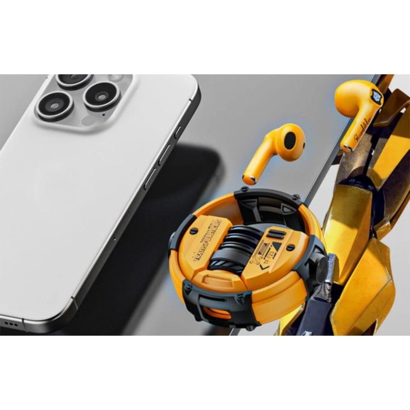 Vue intérieure de l’étui des écouteurs TWS Transformers TF-T23 Jaune