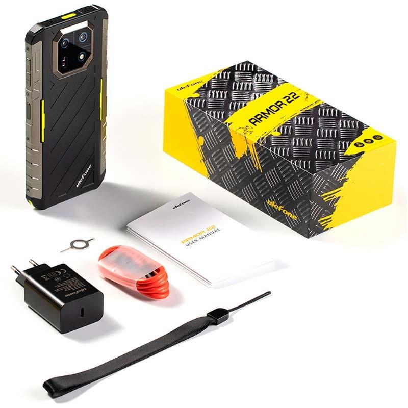 Conteúdo da embalagem do telefone móvel Ulefone Armor 22 8GB/128GB Verde