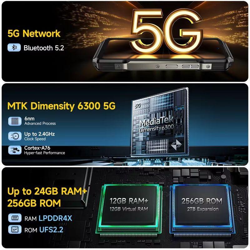 Redes de Ulefone Armor 27 Pro 5G 12GB/256GB Preto - Telemóvel Robusto