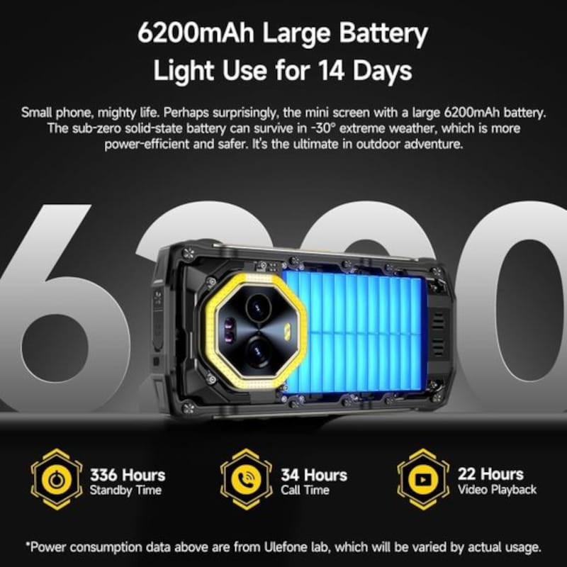 Bateria de Ulefone Armor Mini 20 Pro 5G 8GB/256GB Preto - Telemóvel