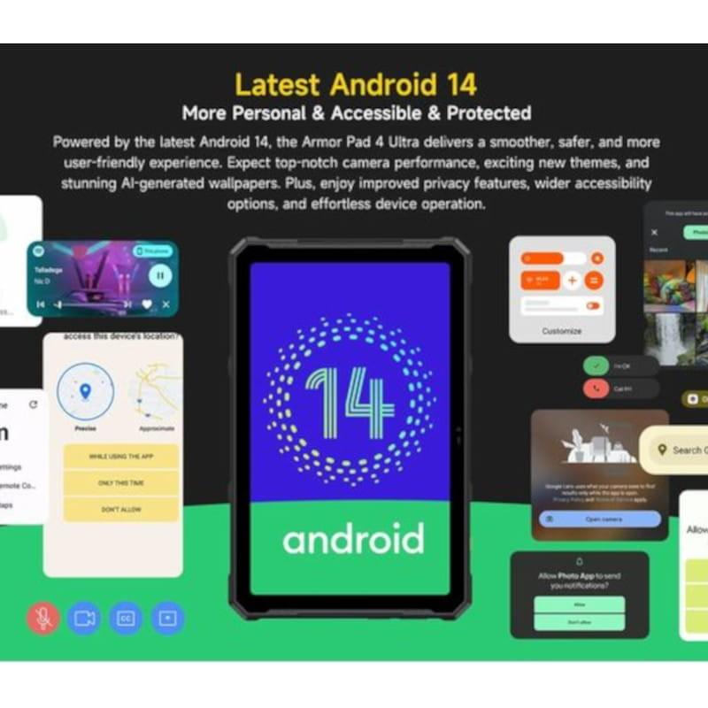 Android de Ulefone Armor Pad 4 Ultra 5G 13.3 8GB/256GB Negro - Tablet Rugged