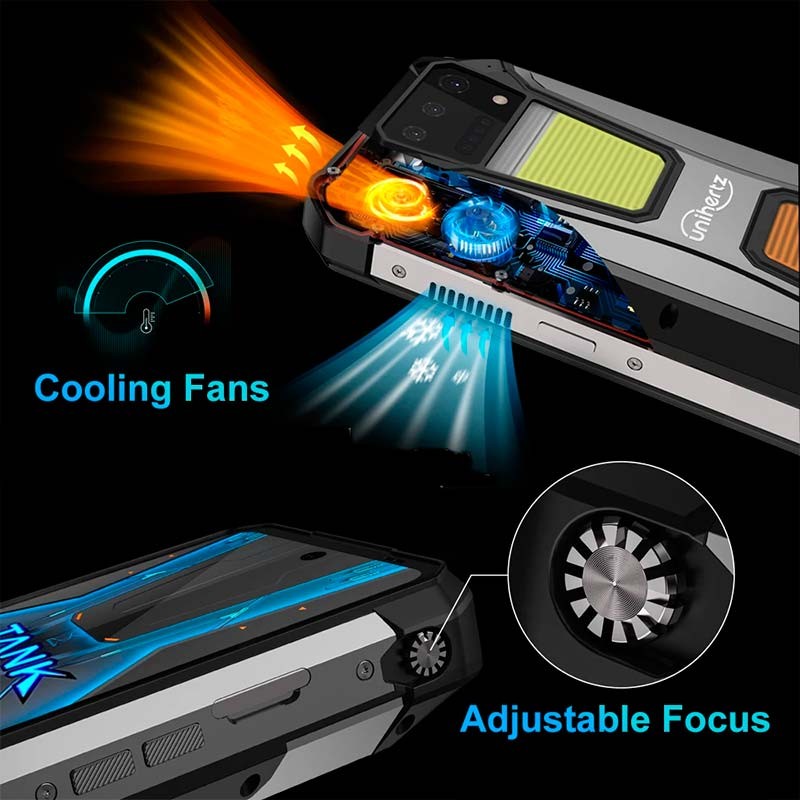 Unihertz 8849 Tank 2 Pro Projetor 12GB/512GB - Ventilador interno robusto para telemóvel