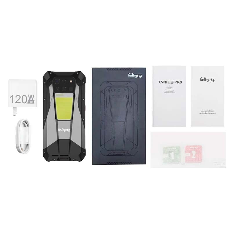 contenido del embalaje del Unihertz 8849 Tank 3 Pro 5G 18GB/512GB Negro