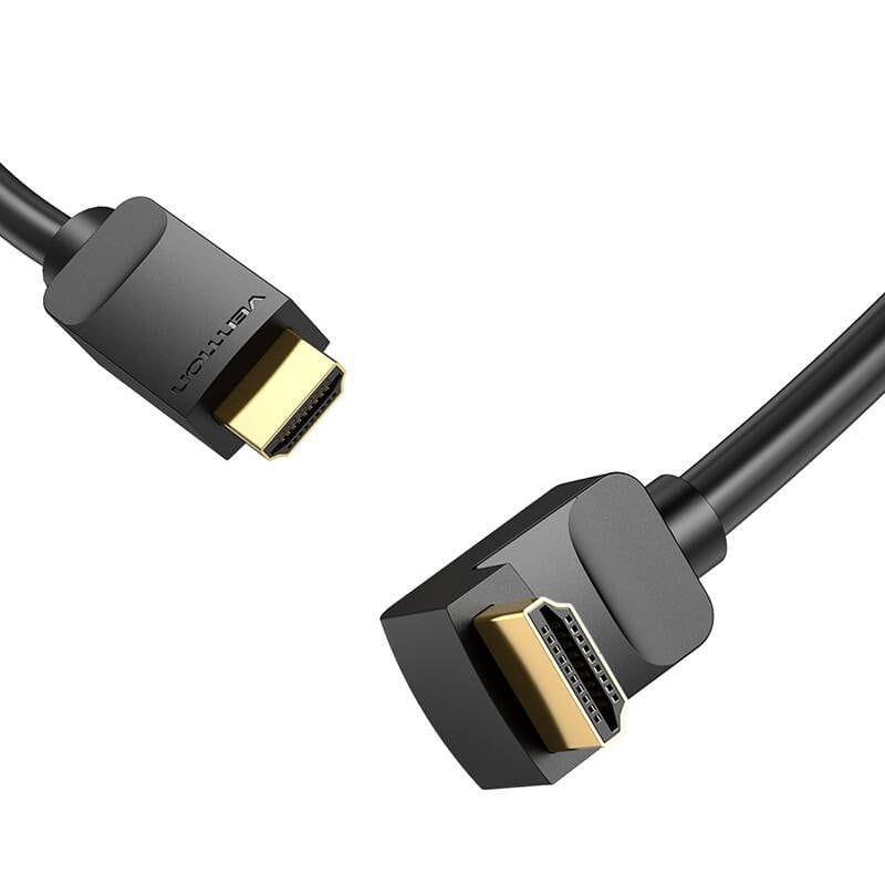 Vention AARBI 90° 3m Negro - Cable HDMI 2.0 detalle de los conectores 