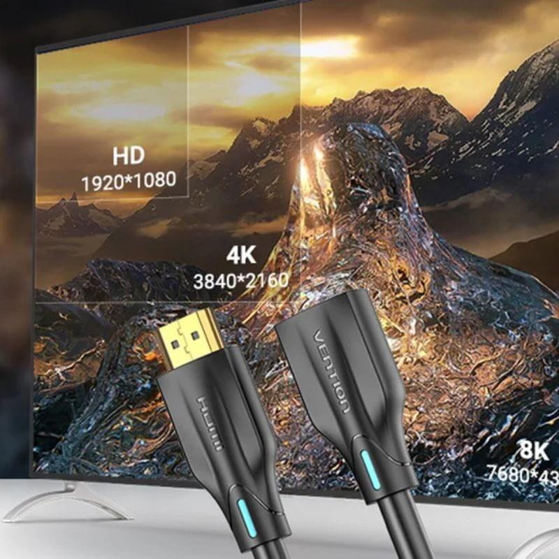 	 Vention AHBBG 1.5m macho - fêmea - cabo HDMI 2.1 imagem real