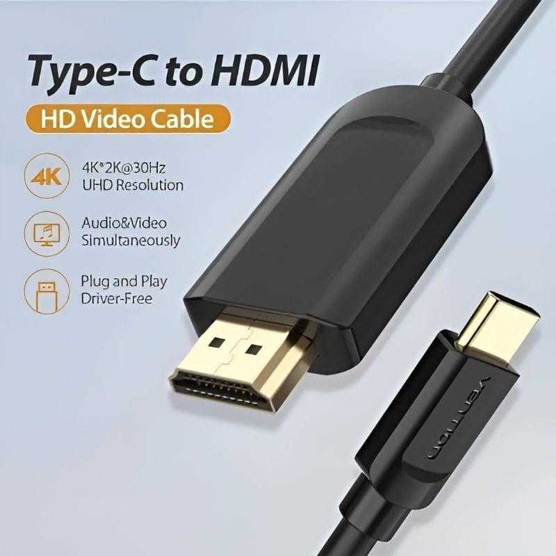 Vention CGUBF HDMI 1.4 USB Type-C mâle - HDMI mâle 1m noir - Câble de spécification