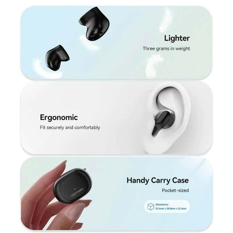 diseño de los Auriculares Bluetooth TWS Vention Tiny T12 Negro