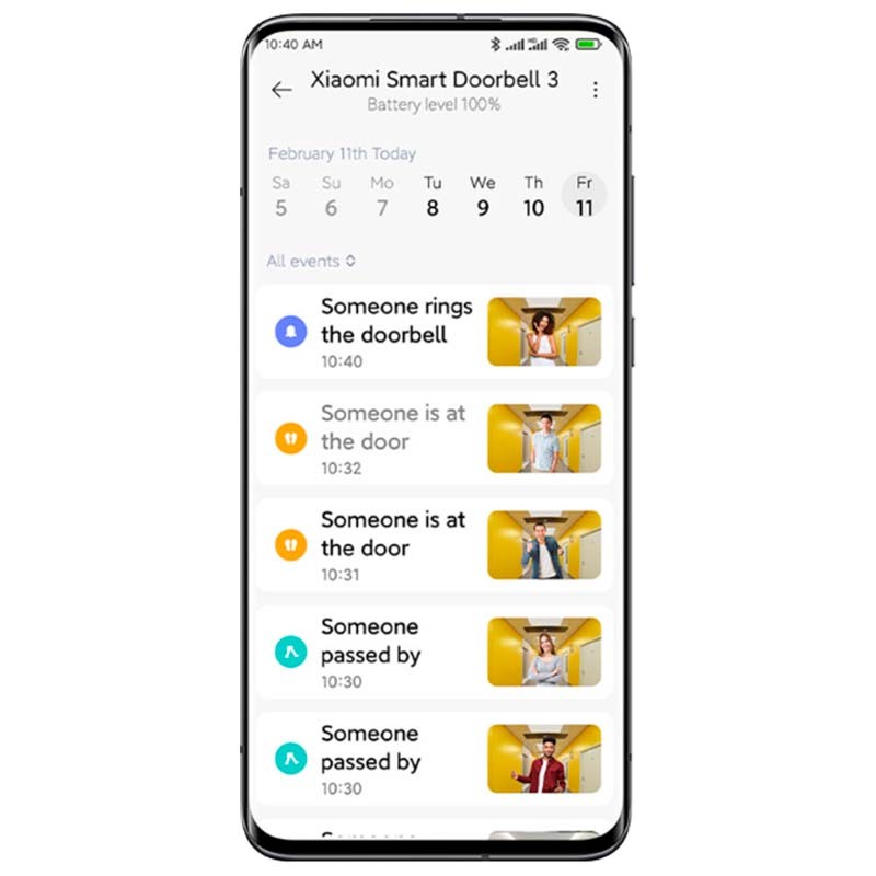 Vídeo Porteiro Wifi Sem Fio Xiaomi Smart Doorbell 3 - Notificações