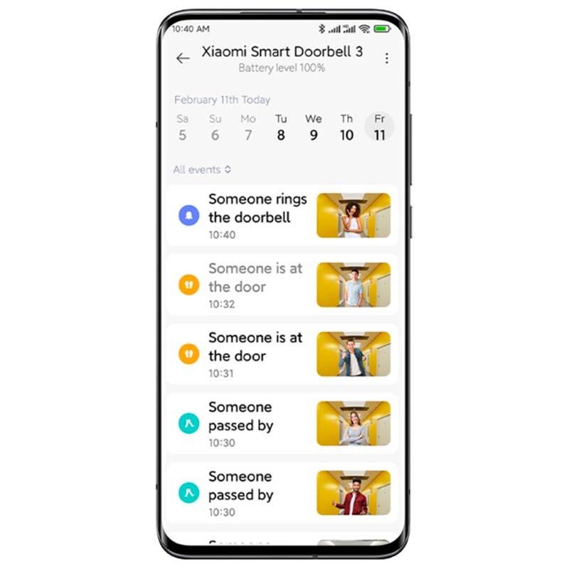 Vídeo Porteiro Wifi Sem Fio Xiaomi Smart Doorbell 3 - Notificações