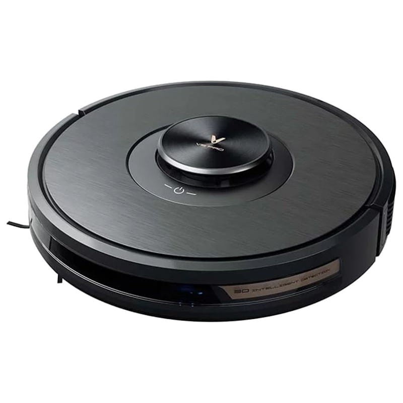 Viomi V5 Pro Robô Aspirador de Pó Preto Inclinado Vista do Robô