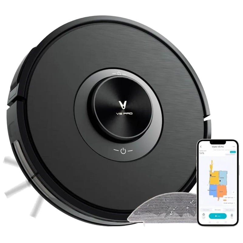 Viomi V5 Pro Robô Aspirador de Pó Preto APP Controle