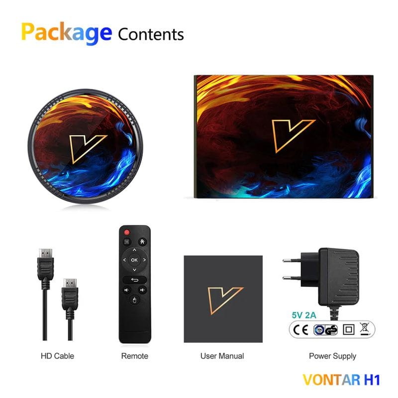 Contenido de Vontar H1 H618 2GB/16GB WiFi 6 Android 12.0 - Android TV
