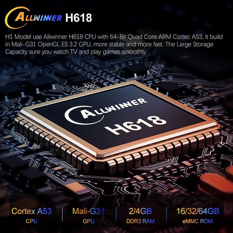 Bluetooth de Vontar H1 H618 2GB/16GB WiFi 6 Android 12.0 - Android TV