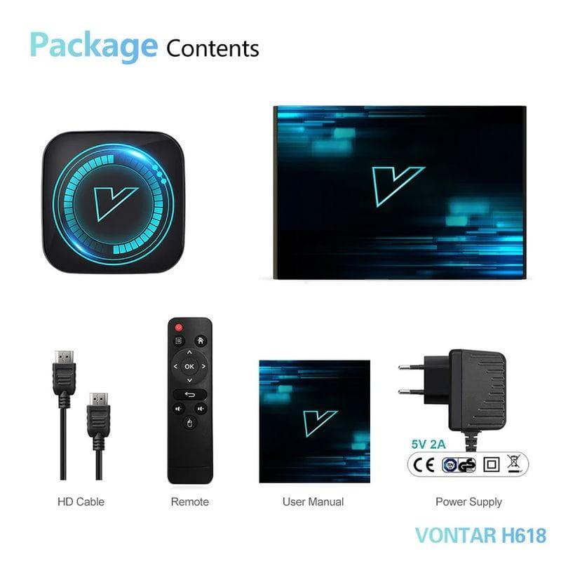 Contenido de Vontar H618 2GB/16GB 4K Android 12.0 - Android TV