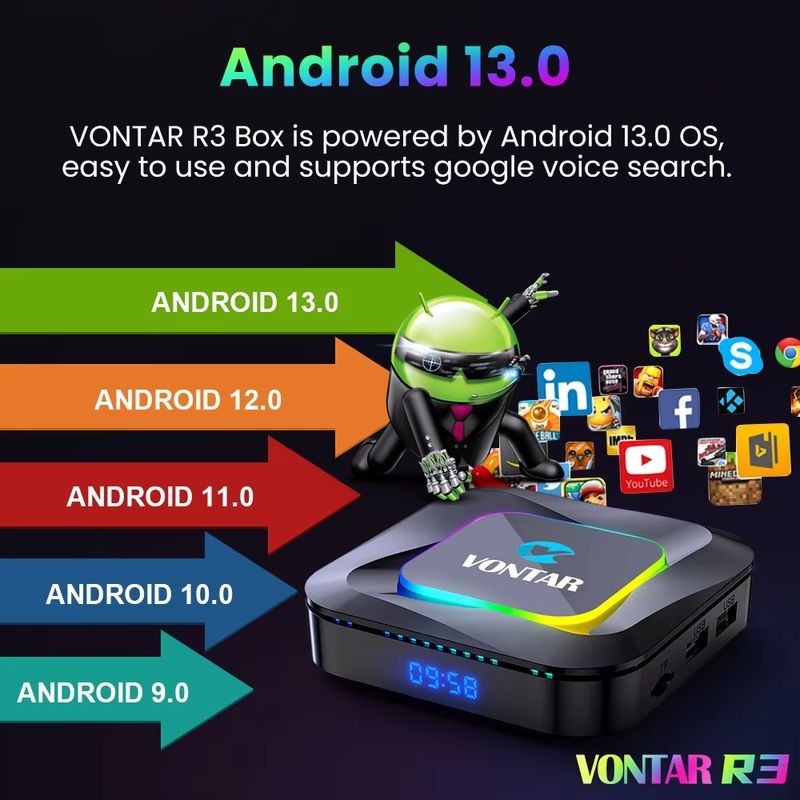 Android 13 de Vontar R3 RK3528 4Go/32Go WiFi6 Android 13.0 - Android TV