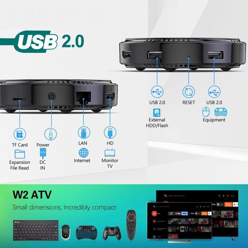 Interfaz de Vontar W2 ATV S905W2 2GB/16GB Dual WiFi Android 11.0 - Android TV