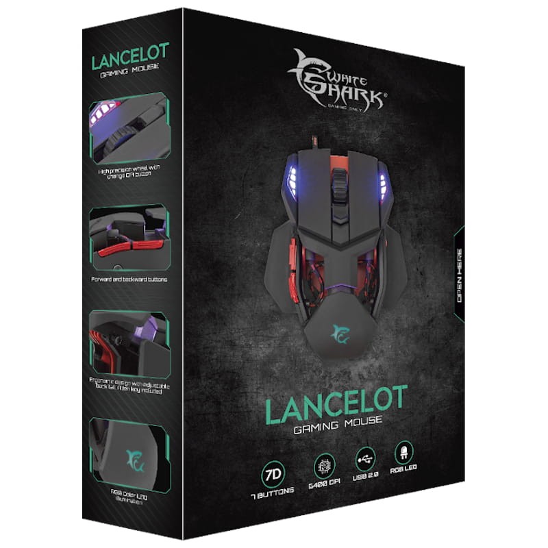 White  Shark Lancelot GM-9002 6400 DPI USB - Caixa