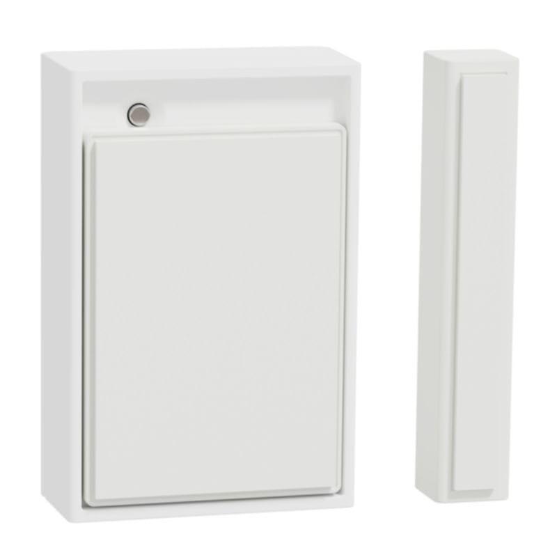 Vista frontal trasera del Sensor de puertas y ventanas WISER Zigbee
