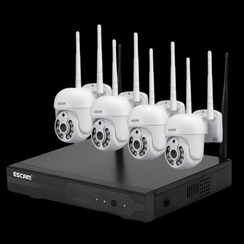 Escam WNK714 Kit de videovigilância IP 3MP Wifi 4 Câmaras Branco