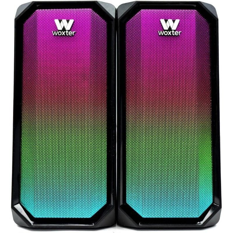Woxter BIG BASS 97 BT - Altavoces PC imagen frontal rosa y verde
