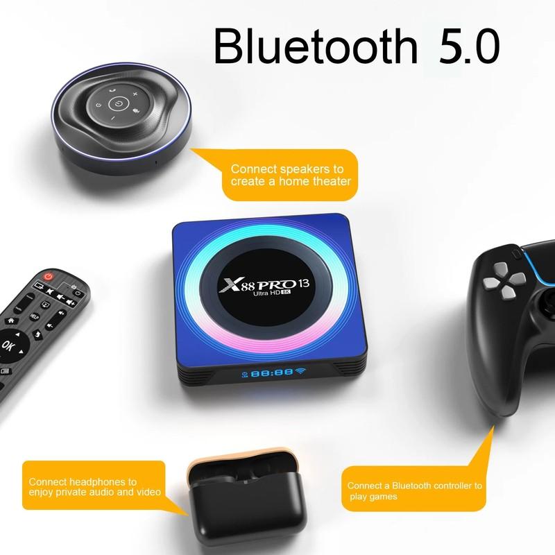 X88 PRO 13 Boîtier Acrylique 4 Go/64 Go Android 13 – Android TV Bluetooth