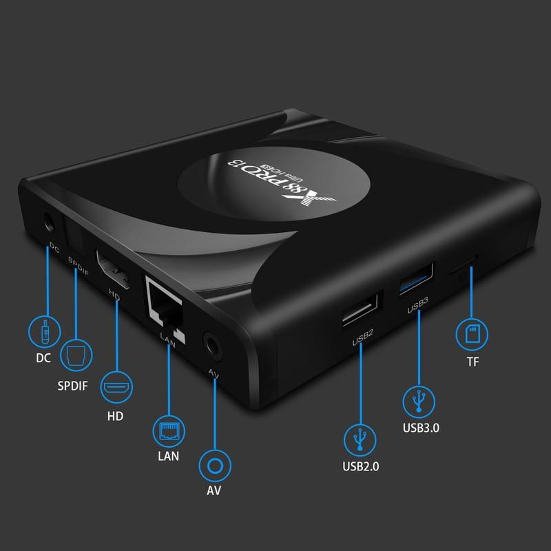 X88 PRO 13 4 Go/32 Go Smart System Android 13 Noir – Android TV - Adaptable