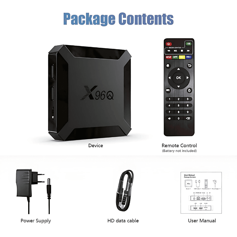 Contenido de la caja del Android TV X96Q H313 2GB/16GB Android 10