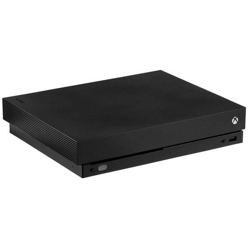 Xbox One X 1TB - Color Negro, consola mirando hacia la izquierda