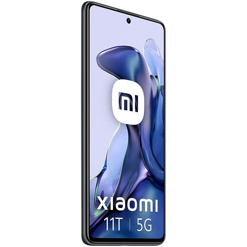 vista frontal y lateral izquierdo del Teléfono móvil reacondicionado Xiaomi 11T 8GB/128GB gris