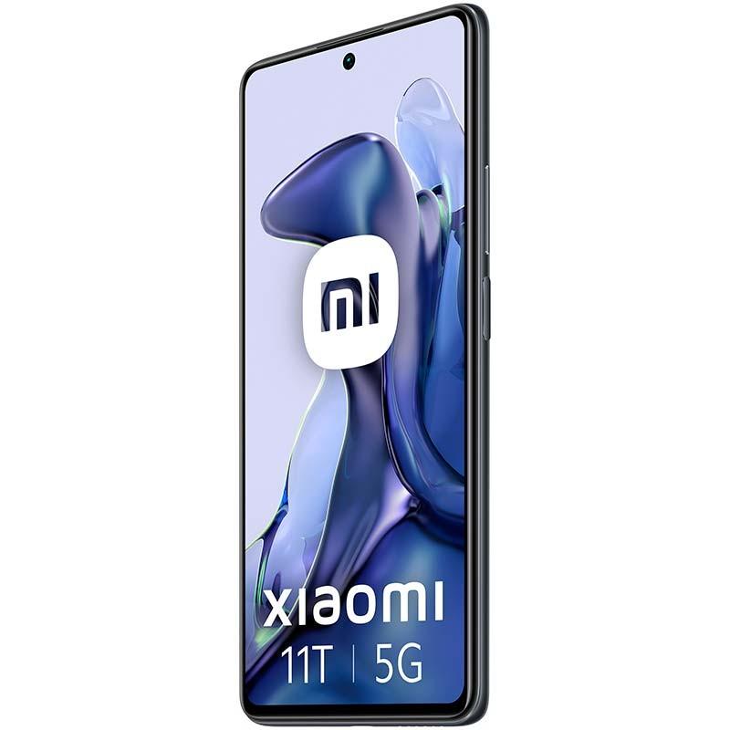 vista frontal y lateral derecho del Teléfono móvil reacondicionado Xiaomi 11T 8GB/128GB gris