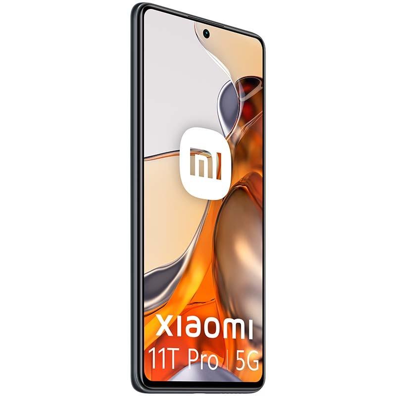 vista frontal y lateral izquierdo del Teléfono móvil reacondicionado Xiaomi 11T Pro 8GB/256GB gris