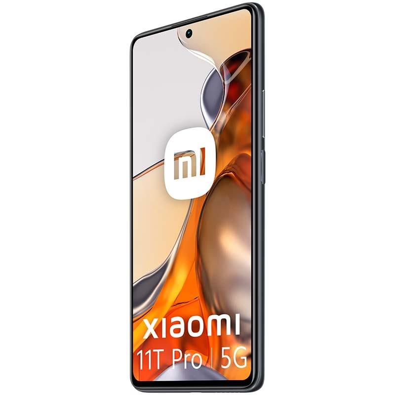 vista frontal y lateral derecho del Teléfono móvil reacondicionado Xiaomi 11T Pro 8GB/256GB gris