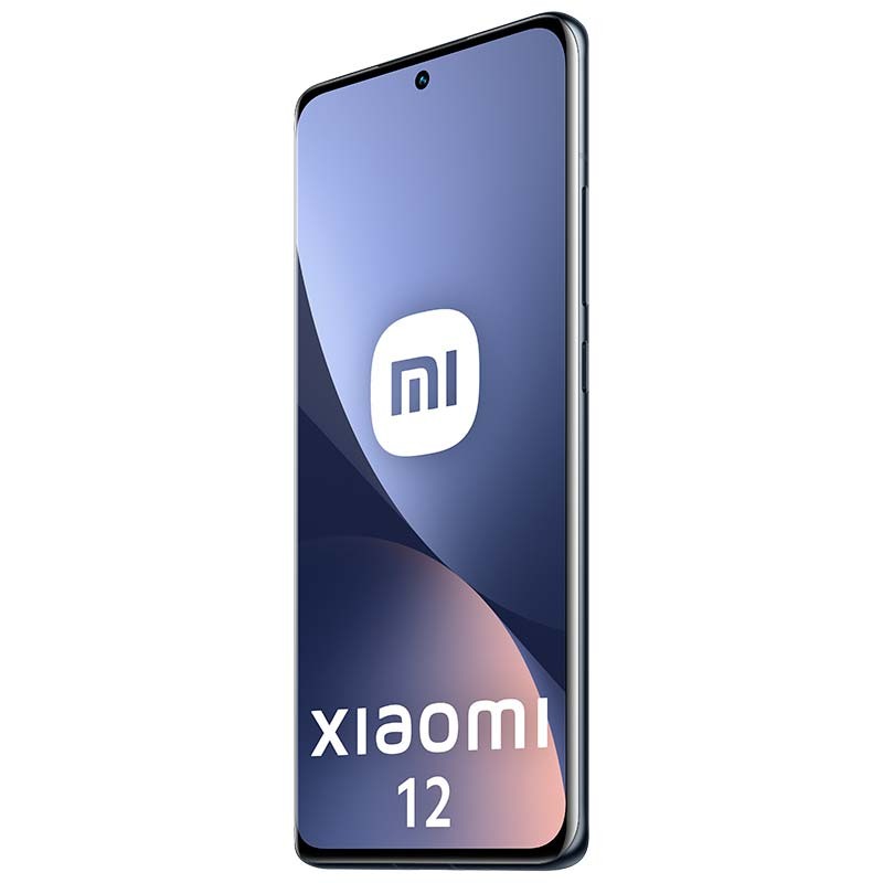 Xiaomi 12 8GB/256GB Gris Desprecintado con pantalla curva casi sin marcos, cámara frontal en orificio central y borde metálico delgado en color gris oscuro