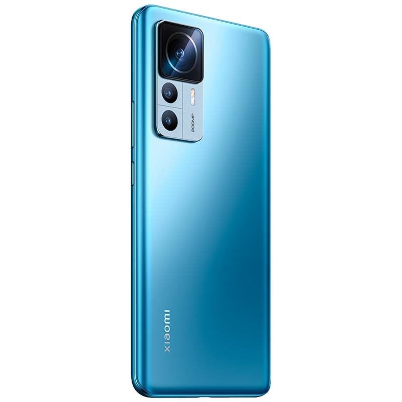 Xiaomi 12T Pro azul metalizado, trasera lisa con módulo de cámara triple prominente y flash, acabado brillante 12GB RAM 256GB Reacondicionado Oficial