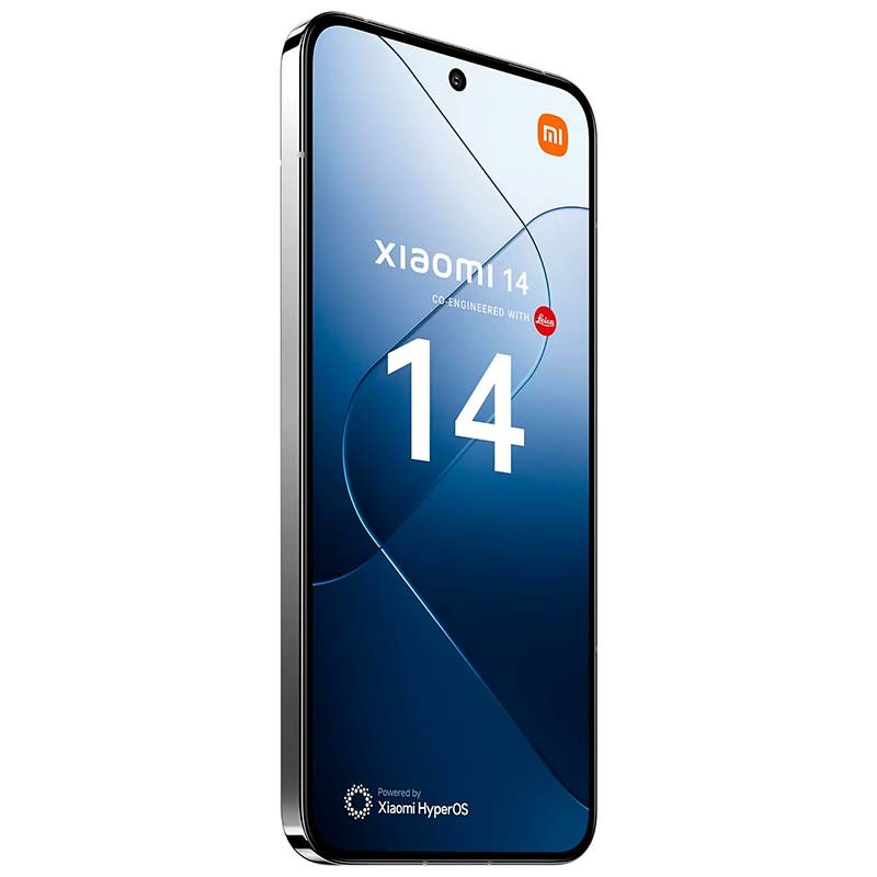 vista frontal y lateral del Teléfono móvil Xiaomi 14 5G 12GB/512GB Blanco