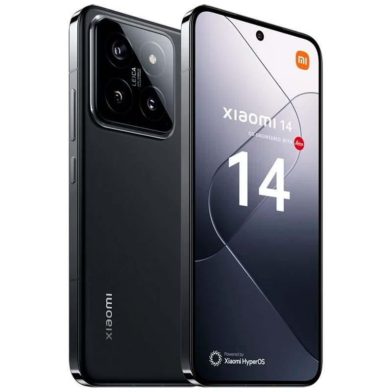 vista frontal, trasera y lateral del Teléfono móvil Xiaomi 14 5G 12GB/512GB Negro